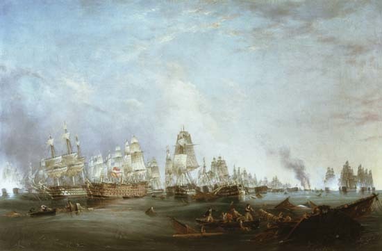Surrender of the 'Santissima Trinidad to Neptune, The Battle of Trafalgar, 3pm à Lieutenant Robert Strickland Thomas