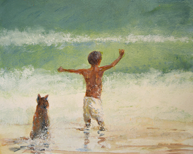 Boy and Lifeguard (Dog) à Lincoln  Seligman