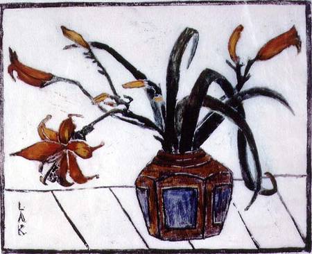 The Ginger Jar (colour linocut) à Lisette Kohlhagen