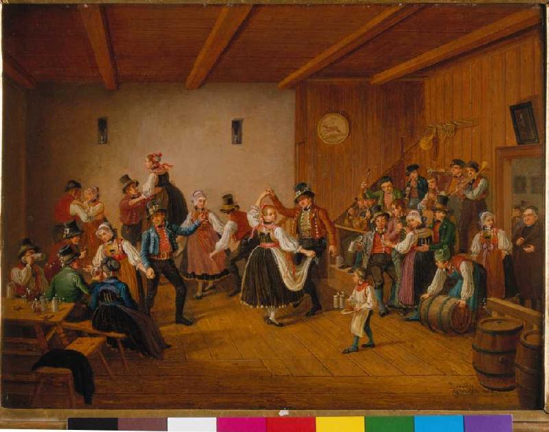 Dance dans un Dachauer hôtel de village. à Lorenzo Quaglio le Jeune