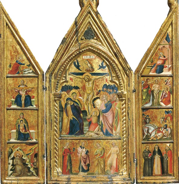 Portable Triptych with a central Crucifixion à Lorenzo Veneziano