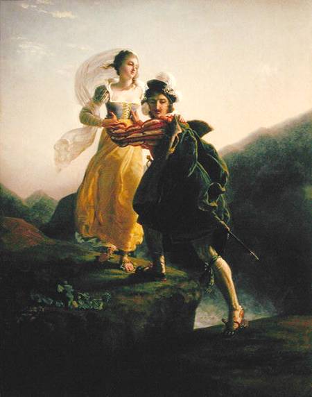 Bianca Cappello (c.1542-87) Fleeing with her lover Francesco de Medici (1541-87) à Louis Ducis