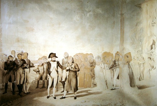 Napoleon visits the factory at Jouy-en-Josas, 20th June, 1806 (pen & sepia ink on paper) à Louis Eugene Gabriel Isabey