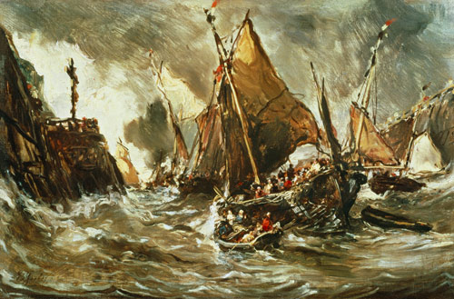 Ships in a Storm à Louis Gabriel Eugène Isabey