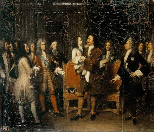 Louis XV (1710-74) Visiting Peter I (1672-1725) the Great at l'Hotel de Lesdiguieres à Louise Marie Jeanne Hersent