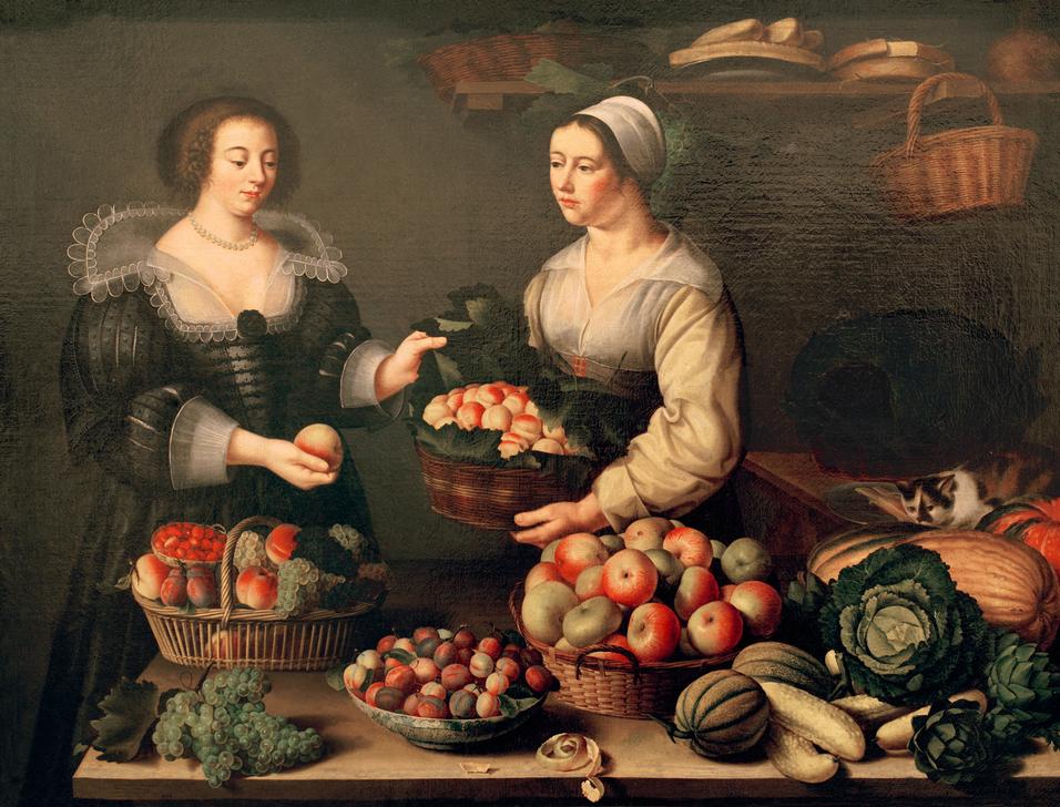 Die Früchteund Gemüseverkäuferin à Louise Moillon
