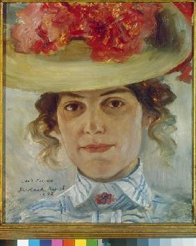 Portrait de Mme Halbe avec le chapeau de paille.
