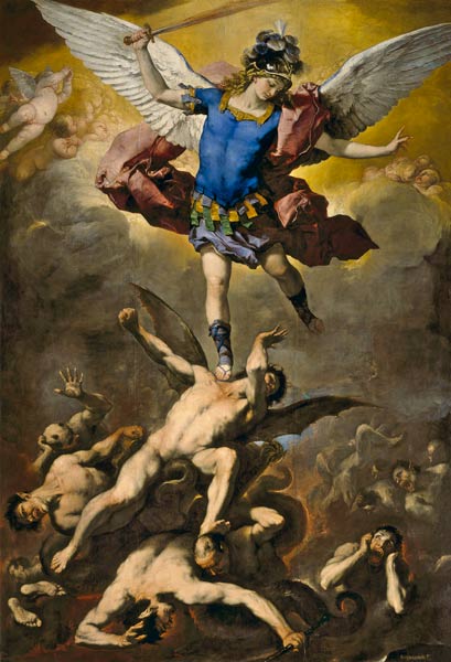Archangel Michael overthrows the rebel angel à Luca Giordano