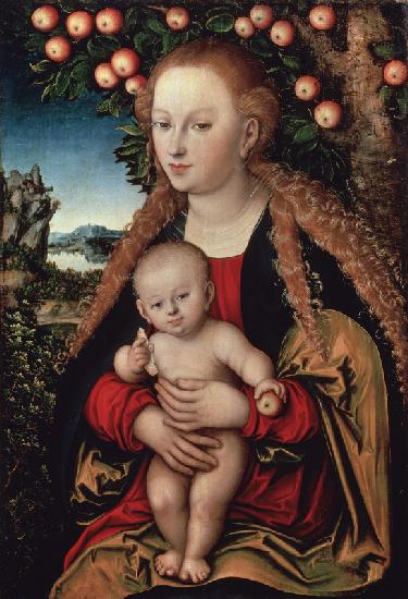 madonne avec l'enfant sous le pommier.