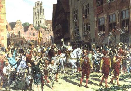 The Triumphal Arrival in Rotterdam of Prince Maurice of Orange-Nassau after the Battle of Nieuwpoort à Lucien Alphonse Gros
