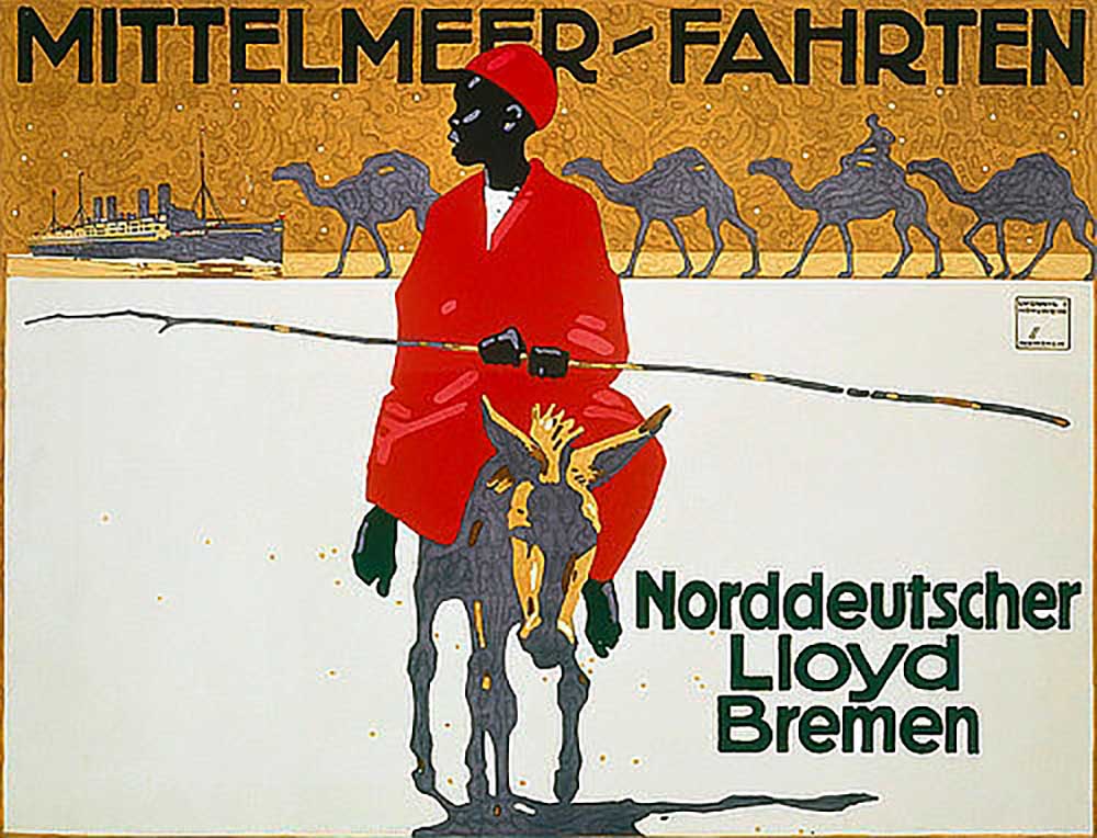 Advertising poster of North German Lloyd for Mediterranean cruises à Ludwig Hohlwein