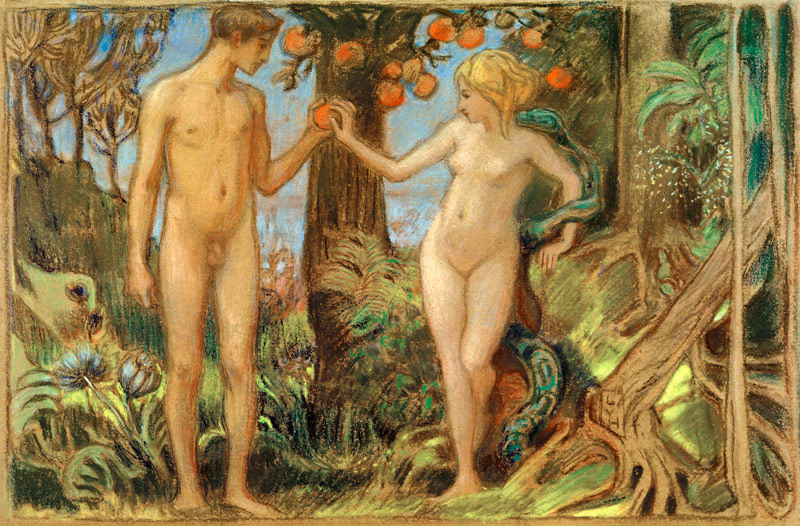 Adam und Eva beim Baum der Erkenntnis à Ludwig von Hofmann