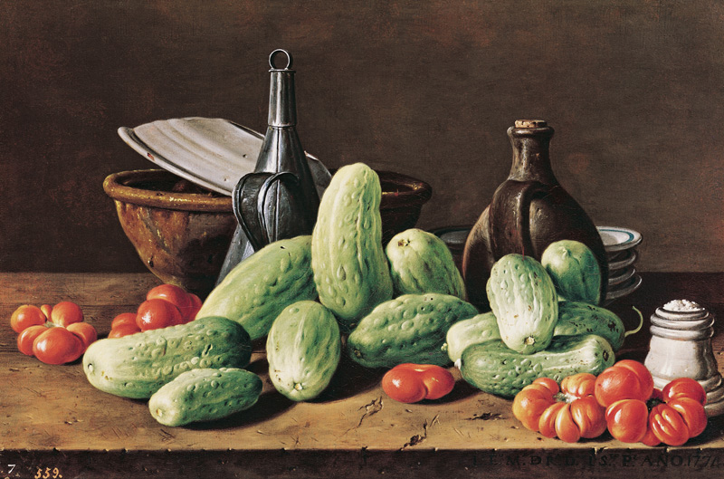 Still Life with Cucumbers and Tomatoes à Luis Melendez