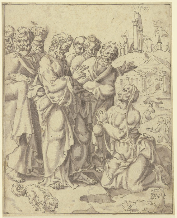 Christus und die blutflüssige Frau à Maarten van Heemskerck