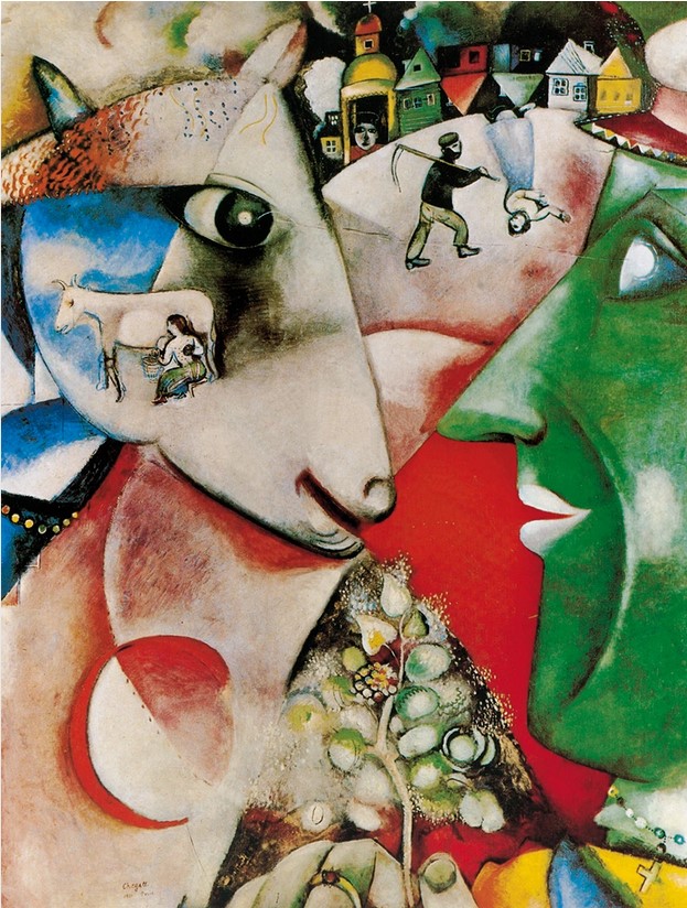 Titre de l‘image : Marc Chagall - Moi et le village, 1911