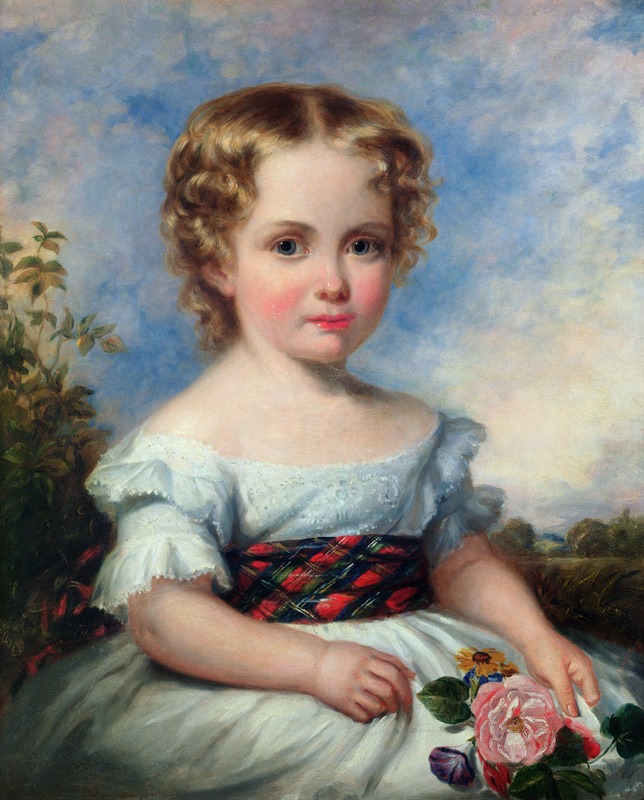 Portrait of a Young Girl with a Tartan Sash à Margaret Sarah Carpenter