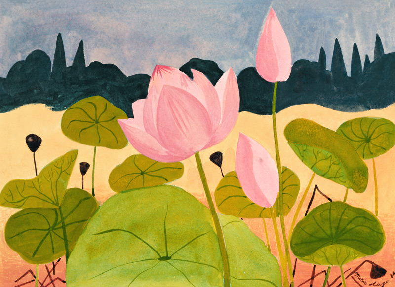 Lotus in the Garrigue, 1984 (gouache on paper)  à Marie  Hugo