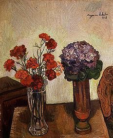 Deux vasen avec des oeillets et des violettes à Marie Clementine (Suzanne) Valadon