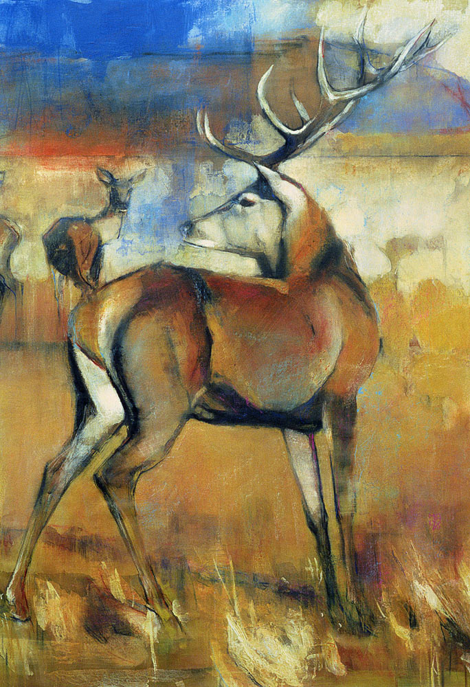 Red Stag, detail from Gathering Deer à Mark  Adlington