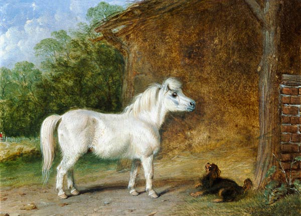 A Shetland pony and a King Charles spaniel (board) à Martin Theodore Ward