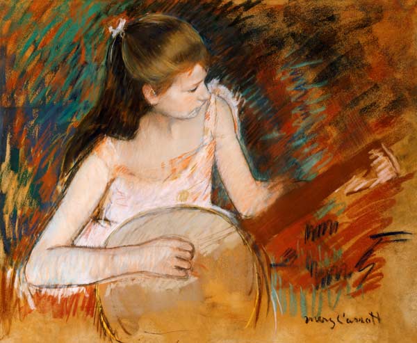 M.Cassatt, Girl with banjo / c.1894 à Mary Cassatt