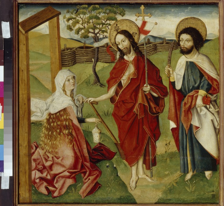 Christ, Mary Magdalene and Saint Bartholomew à Maître de Oberrheinischer