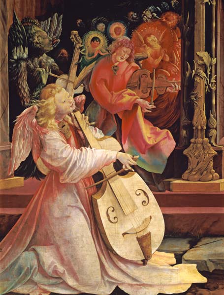 autel d'Isenheimer deuxième côté de regard, Image centrale : Détail de concert d'ange. à Mathias (Mathis Gothart) Grünewald