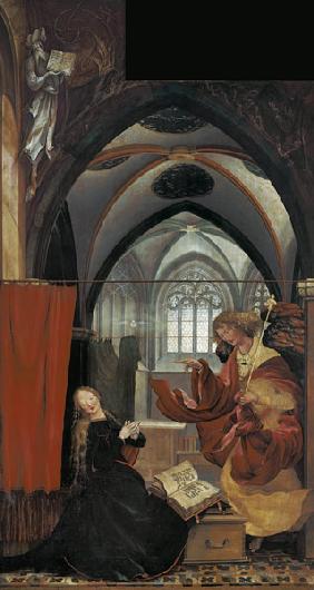 autel d'Isenheimer position centrale, à l'intérieur : Concert d'anges et Naissance du Christ
