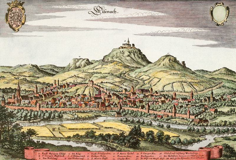 Eisenach and Wartburg à Matthäus Merian l'Ancien