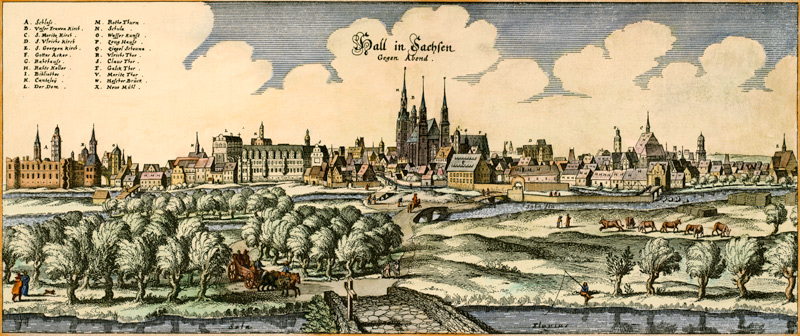 Halle (Saale) c.1650 à Matthäus Merian l'Ancien