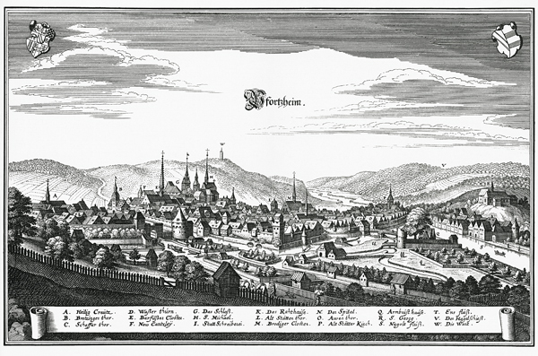 Pforzheim um 1650 à Matthäus Merian l'Ancien