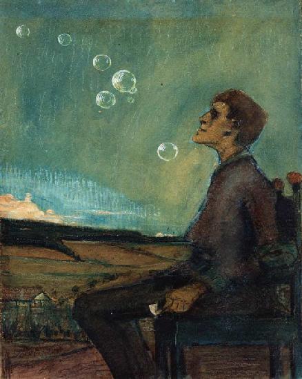 Autoportrait avec des bulles de savon. Vers 1898.