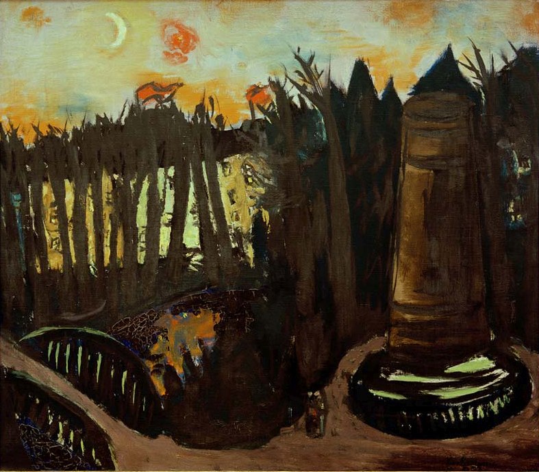Tiergarten bei Nacht mit rotem Himmel à Max Beckmann