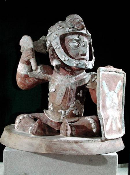 Urn lid with a figure of a warrior, from Guatemala, Classic Period à Mayan