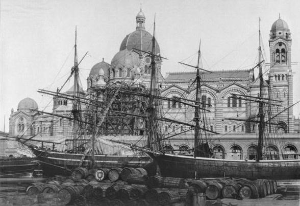 Cathedral Sainte-Marie-Majeure, known as ''Nouvelle Major'', in Marseilles, before 1893 (b/w photo)  à Mederic Mieusement