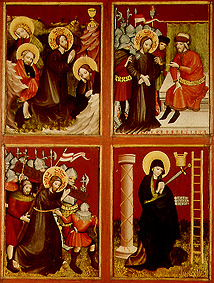 Quatre panneaux de la passion Jesus (mont des oliviers, Pilate, port de la croix, Mère Marie souffra à Maître de l'autel de Berzenke