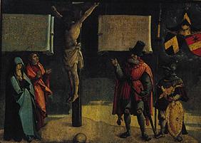 crucifixion du Christ, avec des Jean et Marie, ainsi qu un donateur