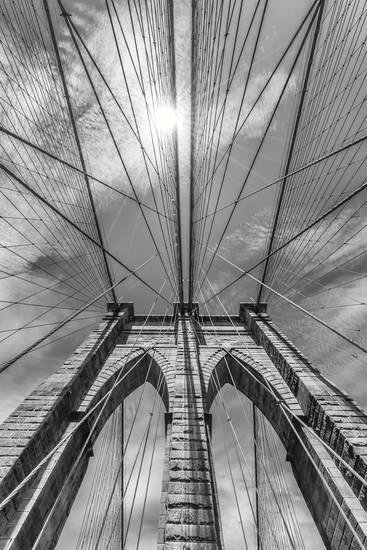 NEW YORK CITY Brooklyn Bridge en détail | Monochrome