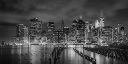 NEW YORK CITY Impression monochrome de nuit | Panorama