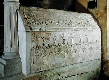 The cenotaph of Abbess Theodechilde in the funerary crypt à Merovingian