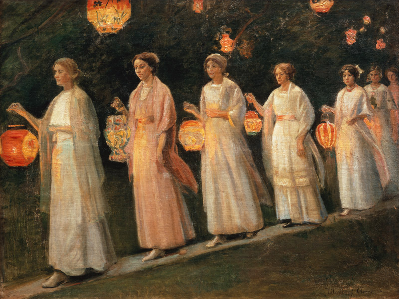 Célébration de jardin. Le Lampion-Umzug à Michael Peter Ancher