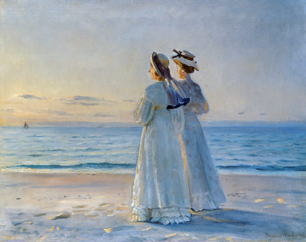 Two Women on the Beach à Michael Peter Ancher