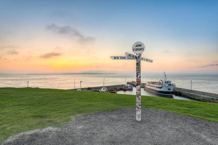 John o\\\'Groats in Schottland Blick zum Hafen