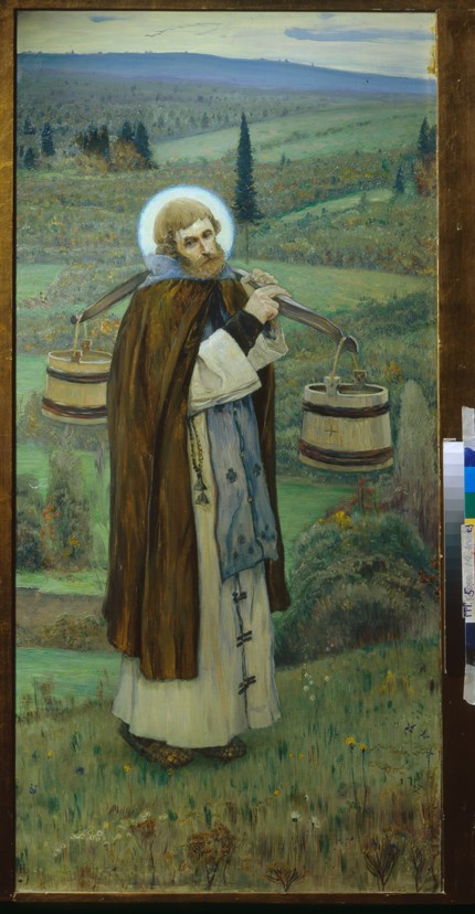Saint Sergius' labours (Triptych, Left part) à Michail Wassiljew. Nesterow