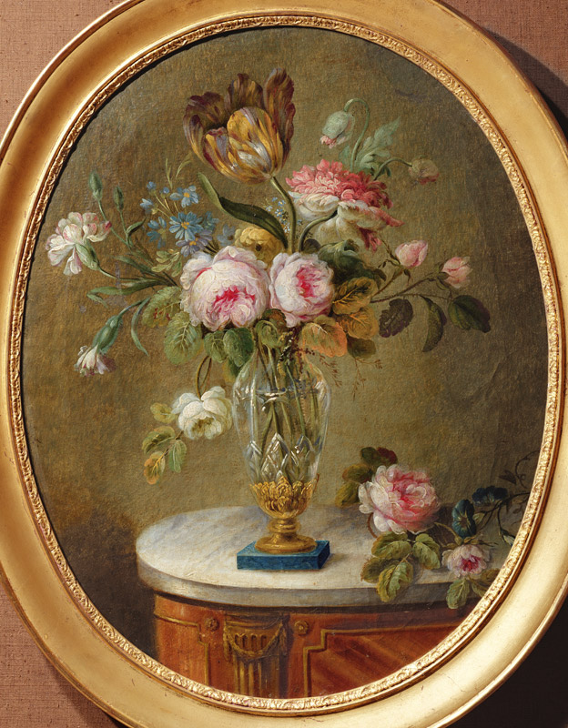 Vase of flowers on a table à Michel Bellange