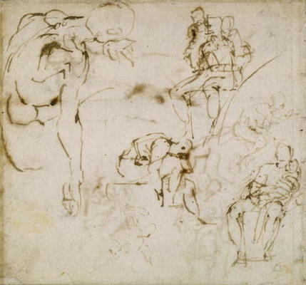 Study of Figures, c.1511 (pen & ink on paper) à Michelangelo Buonarroti