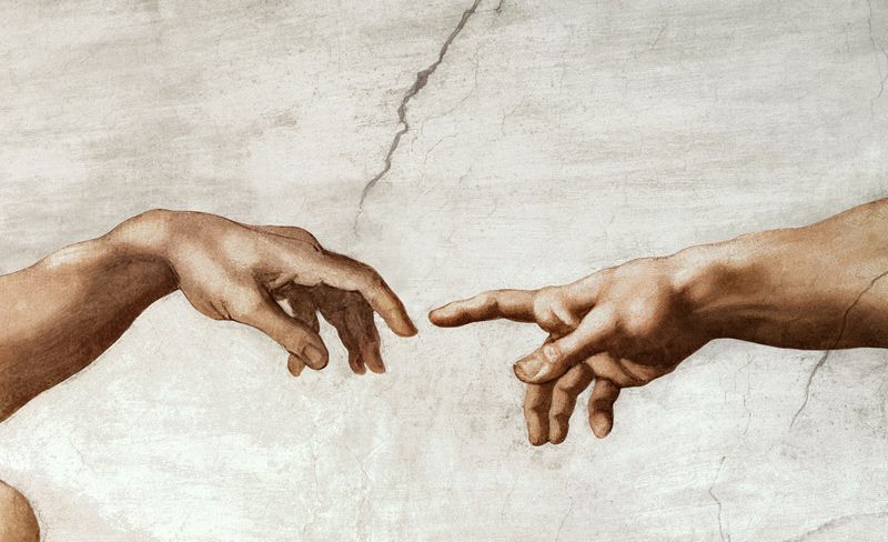 Détail de la création d'Adam à Michelangelo Buonarroti