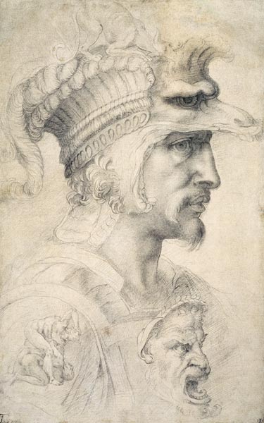 Study of Warrior's Head à Michelangelo Buonarroti