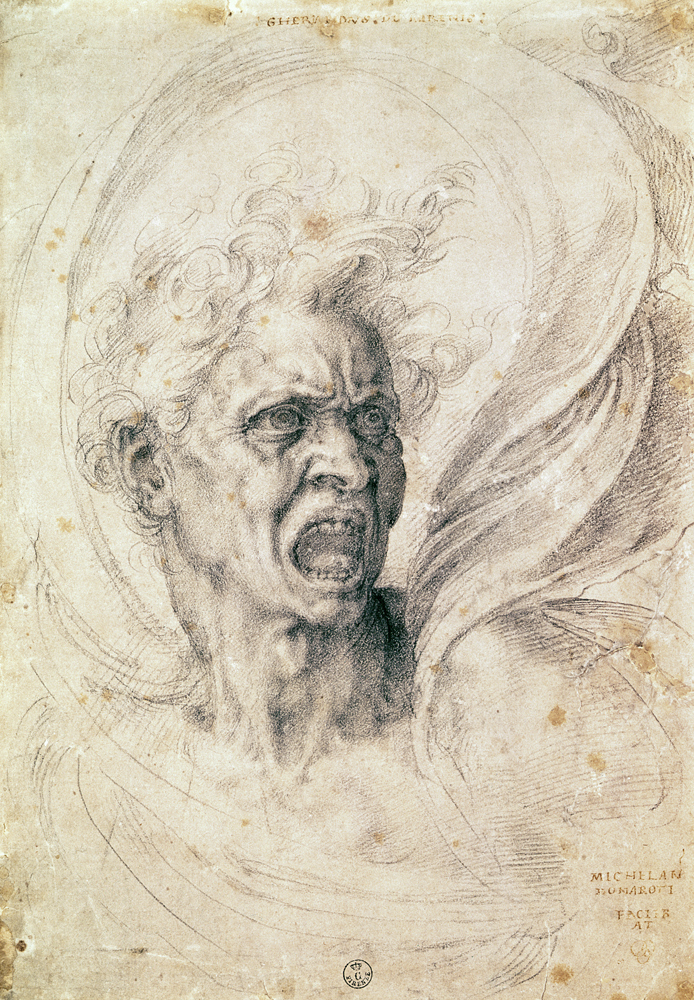 Study of a man shouting à Michelangelo Buonarroti