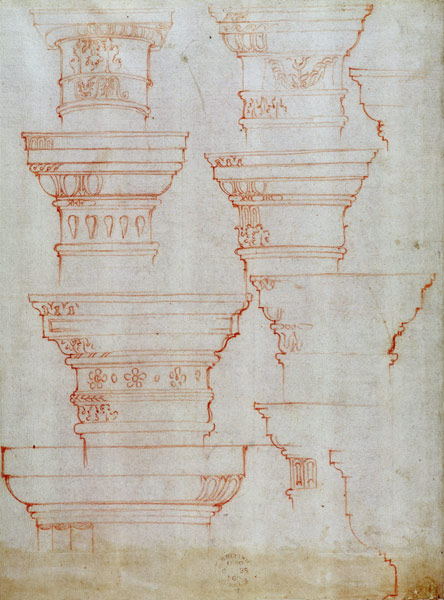 W.18v Study of column capitals à Michelangelo Buonarroti